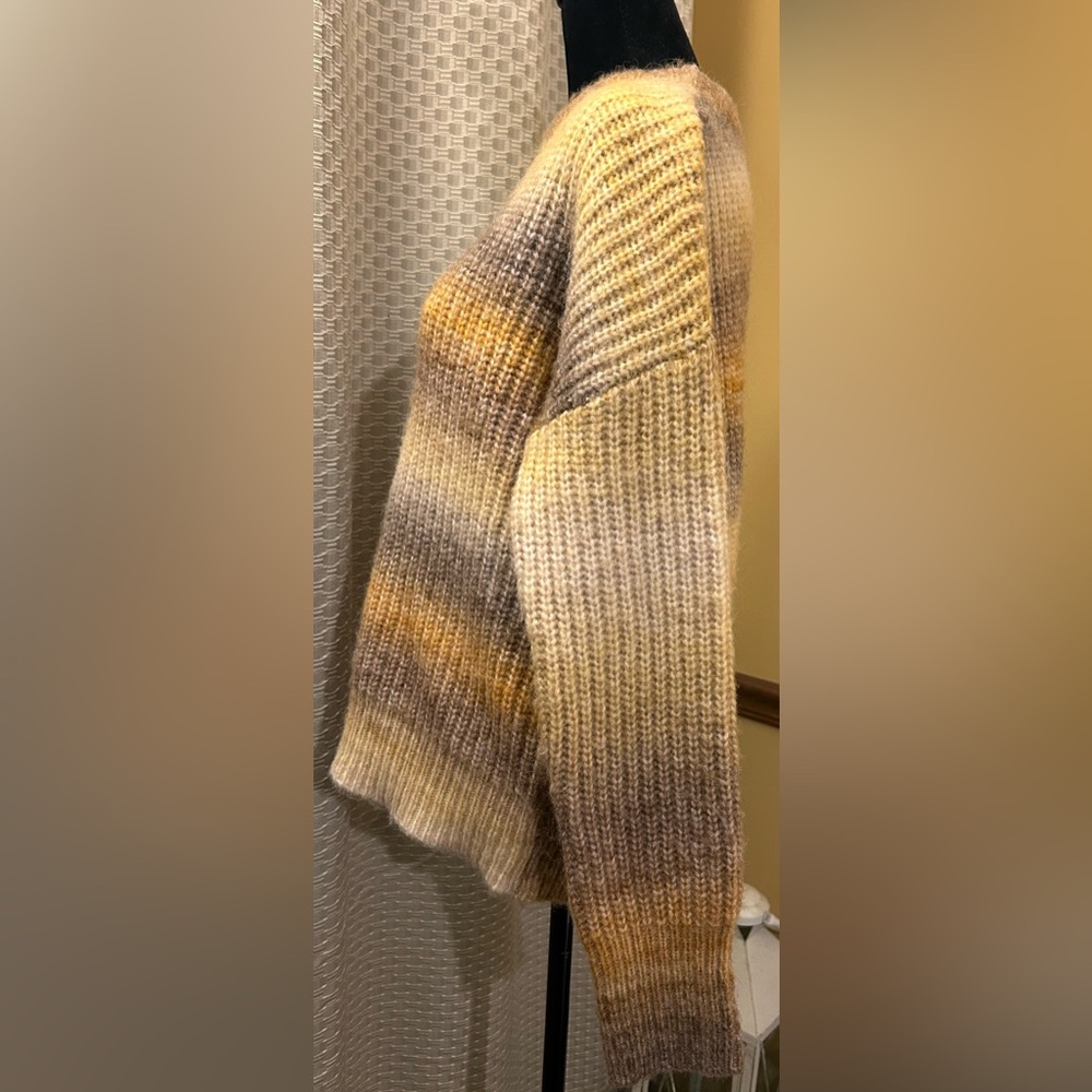 Rachel Zoe Striped Brown and Yellow Women's Sweater - Picture 4 of 6